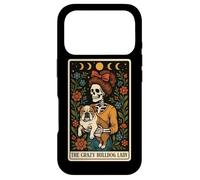 Carcasa para iPhone 17 Pro Carta de Tarot The Crazy Bulldog Lady Dog con Forma de Esqueleto, Luna Bruja
