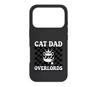 Carcasa para iPhone 17 Pro Cat Dad Overlords Funny Feline Master Retro Checkered
