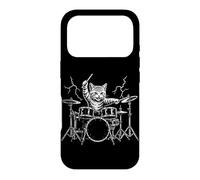 Carcasa para iPhone 17 Pro Cat Drummer Rock Star Baquetas Concierto Batería Amante de la música