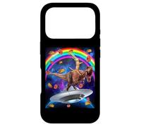 Carcasa para iPhone 17 Pro Cat Riding Dinosaur Trex UFO Taco Donuts In Galaxy