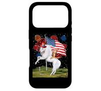 Carcasa para iPhone 17 Pro Cat Unicorn 4th of July Patriotic American Flag Fireworks