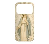 Carcasa para iPhone 17 Pro Católica Virgen María Floral Oración Arte Mirada Devocional