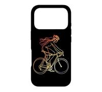 Carcasa para iPhone 17 Pro Chica Ciclista Dibujo Retro Ciclista Carril Bici