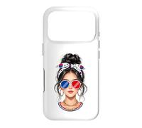 Carcasa para iPhone 17 Pro Chica Coreana Messy Bun Gafas de Sol Bandera de Corea del Sur