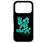Carcasa para iPhone 17 Pro Chica Negra Turquesa Magic Aqua Stars Melanina Black Queen Woman