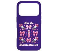 Carcasa para iPhone 17 Pro Chicas como Skateboards Too Pink Bows Skater Girl Coquette