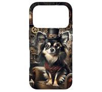 Carcasa para iPhone 17 Pro Chihuahua de Pelo Largo Steampunk Científico Loco