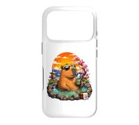 Carcasa para iPhone 17 Pro Chill Capybara Hot Spring Sunset Retro Funny Summer