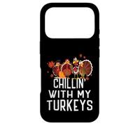 Carcasa para iPhone 17 Pro Chillin with My Turkeys Acción de Gracias Familia Niños Niñas