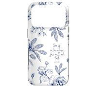 Carcasa para iPhone 17 Pro Christian Bible Verse Psalm Blue Toile French Florals