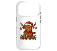 Carcasa para iPhone 17 Pro Christmas Highland Cow Tangled Lights Funny Holiday