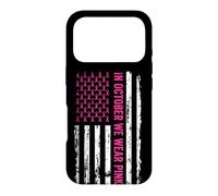 Carcasa para iPhone 17 Pro Cinta Rosa para concienciación sobre el cáncer de Mama, Bandera Americana de Octubre