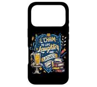 Carcasa para iPhone 17 Pro Cita de Hanukkah L'Chaim To Life Risas y Latkes Judíos