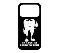 Carcasa para iPhone 17 Pro Cita Divertida de Broma de Juego de Palabras Dental I'm A Dentist I Know The Drill