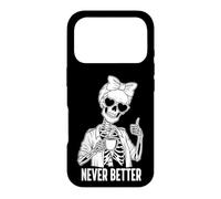 Carcasa para iPhone 17 Pro Coffee Lover Tired Skeleton Never Better Thumbs Up Mujer