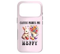 Carcasa para iPhone 17 Pro Coffee Makes Me Hoppy Easter Cute Bunny Drinking Coffee Cup
