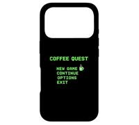 Carcasa para iPhone 17 Pro Coffee Quest Barista Gaming Funny Retro 8 bit Cafeína