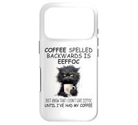 Carcasa para iPhone 17 Pro Coffee Spelled Backwards is Eeffoc Sign,Funny Cat Coffee Mug