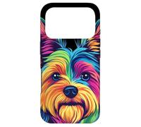 Carcasa para iPhone 17 Pro Colorido Yorkshire Terrier Rainbow Yorkie Dog Lover Negro