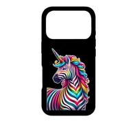 Carcasa para iPhone 17 Pro Cool Colorful Zebra Head with Unicorn Horn Safari Animal
