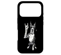 Carcasa para iPhone 17 Pro Cool Doberman Rock Hand Sign Gafas de Sol Dog Graphic Pinscher
