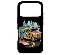 Carcasa para iPhone 17 Pro Coordinador del Caos matutino Divertido Arte de autobús esco
