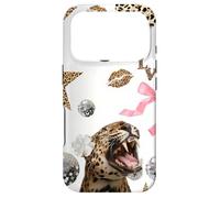 Carcasa para iPhone 17 Pro Coquette Pink Bow Cheetah Y2K Love Kiss Ball 8 con Estampado de Leopardo