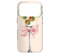 Carcasa para iPhone 17 Pro Coquette Pink Bow Cute Olive Martini Cocktail Dirty Martini