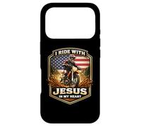 Carcasa para iPhone 17 Pro Corro con Jesús en mi corazón American Dirt Bike Rider USA