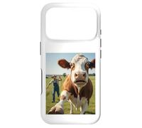 Carcasa para iPhone 17 Pro Cow Selfie Running Away from Farmer Humor Country Funny Life