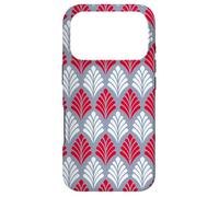Carcasa para iPhone 17 Pro Crimson Red Gray Leaf Wing-Like Feather Geometric Pattern