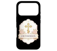 Carcasa para iPhone 17 Pro Cruz Cristiana ortodoxa Oriental Oriental para Mujer y niña Floral