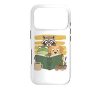 Carcasa para iPhone 17 Pro Curious Reading Animals Frog Raccoon Dog Book Lover