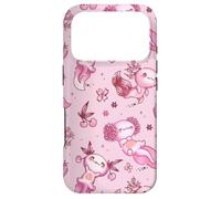 Carcasa para iPhone 17 Pro Cute Axolotl Cherry Pattern For Girls Women Pink Strawberry