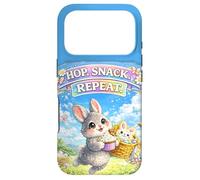 Carcasa para iPhone 17 Pro Cute Bunny Hops Snack Repeat Pastel Spring Huevos Decorativos
