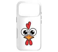 Carcasa para iPhone 17 Pro Cute Chicken Face Kawaii Rooster Big Eyes Heart Comb