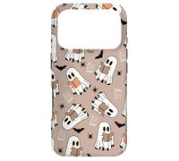 Carcasa para iPhone 17 Pro Cute Ghost Reading Books Retro Groovy Spooky Beige Pattern