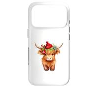 Carcasa para iPhone 17 Pro Cute Highland Cow Christmas Santa Hat Country Heifer Farm