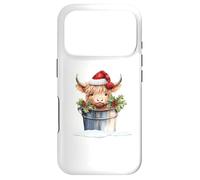 Carcasa para iPhone 17 Pro Cute Highland Cow Christmas Santa Hat Country Heifer Farm