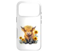 Carcasa para iPhone 17 Pro Cute Highland Cow with Sunflowers Country Heifer Farm Farmer
