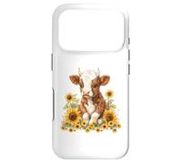 Carcasa para iPhone 17 Pro Cute Highland Cow with Sunflowers Country Heifer Farm Farmer