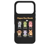 Carcasa para iPhone 17 Pro Cute Hippo Day Moods - Divertido diseño de emociones de hipopótamo