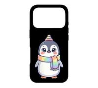 Carcasa para iPhone 17 Pro Cute Kawaii Penguin Rainbow Beanie Scarf Winter
