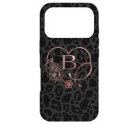 Carcasa para iPhone 17 Pro Cute Letter B Initial Monogram Nurse Rose Pink Stethoscope