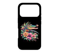 Carcasa para iPhone 17 Pro Cute Womens Girls Bright Floral Flowers Alligator Crocodile