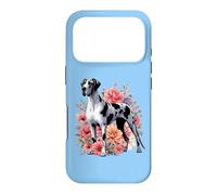 Carcasa para iPhone 17 Pro Cute Womens Girls Cute Funny Floral Flowers Great Dane Lover