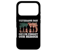 Carcasa para iPhone 17 Pro Día de los Veteranos Nunca Olvides a Nuestros Héroes Soldados Bandera de Estados Unidos