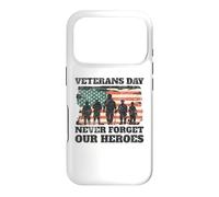 Carcasa para iPhone 17 Pro Día de los Veteranos Nunca Olvides a Nuestros Héroes Soldados Bandera de Estados Unidos