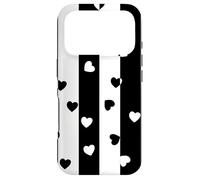 Carcasa para iPhone 17 Pro Día de San Valentín Negro Blanco Rayas Verticales corazón Minimalista
