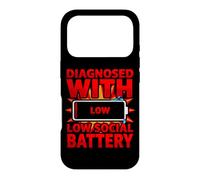 Carcasa para iPhone 17 Pro Diagnóstico Divertido diagnosticado con Baja batería Social